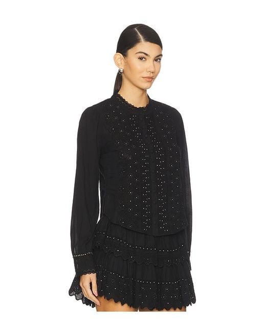 LoveShackFancy Black Larine Top