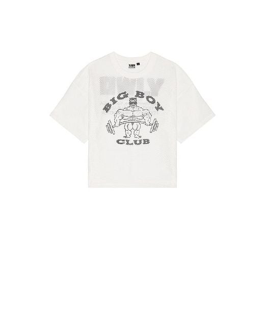Y,IWO White Big Boy Club Mesh Box Tee for men
