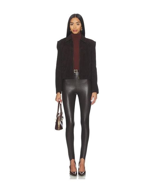 Commando Black Faux Leather Stirrup Legging