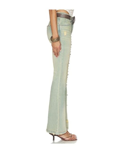 Markgong Green Studded Flared Jeans
