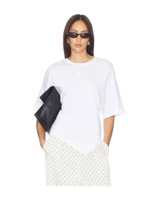 Enza Costa White Supima Structured Jersey Assymetrical Tee