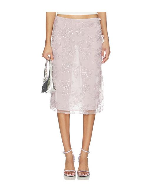 SAU LEE White Grace Midi Skirt