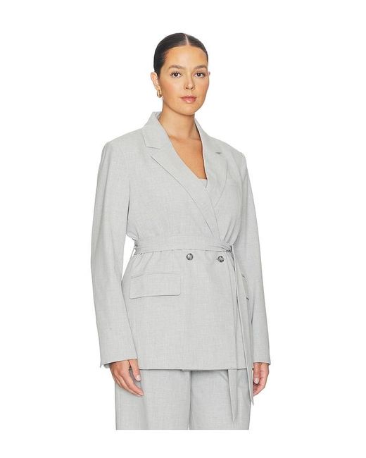 GOOD AMERICAN White Essential Suiting Belted Blazer