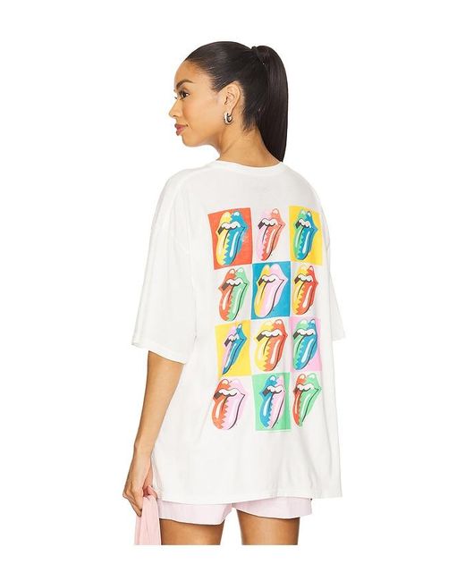 Junk Food White Hot Lips Checkers Oversized Tee