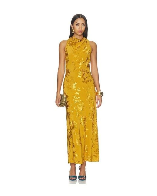 Hemant & Nandita Yellow Cowl Midi Dress