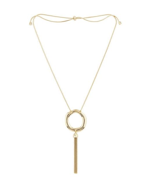 Ettika Metallic X Revolve Open Circle Tassel Necklace