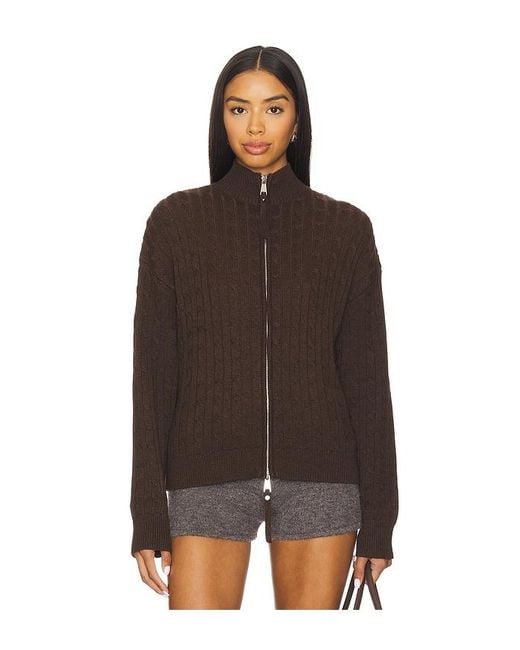 Frankie's Bikinis Brown Bea Cable Knit Sweater