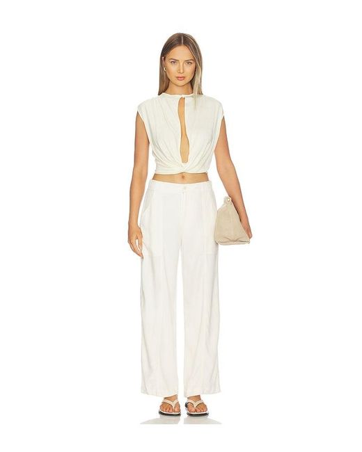 Jonathan Simkhai White Langston Linen Utility Pant