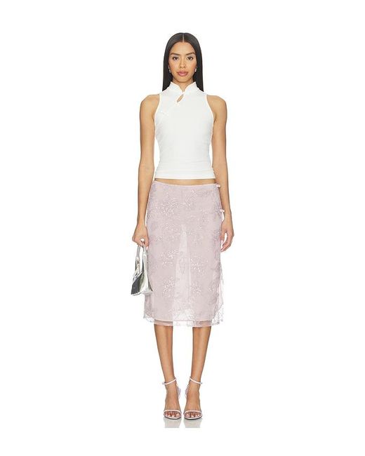 SAU LEE White Grace Midi Skirt