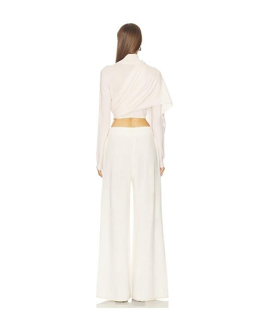 SRG White Jetta Cashmere Draped Scarf Turtleneck
