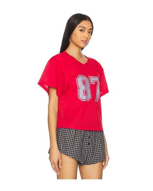 Lovers + Friends Red Cropped Jersey Top