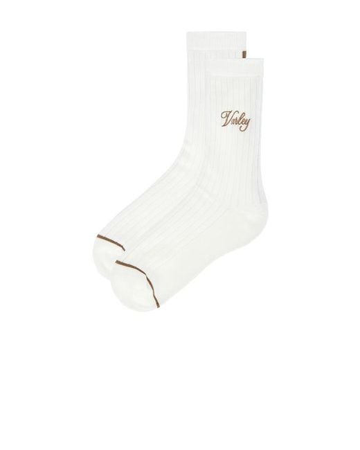 Varley White Ivan Light Rib Sock