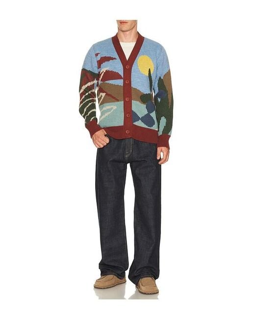 Far Afield Blue Buckley Cardigan Sweater for men