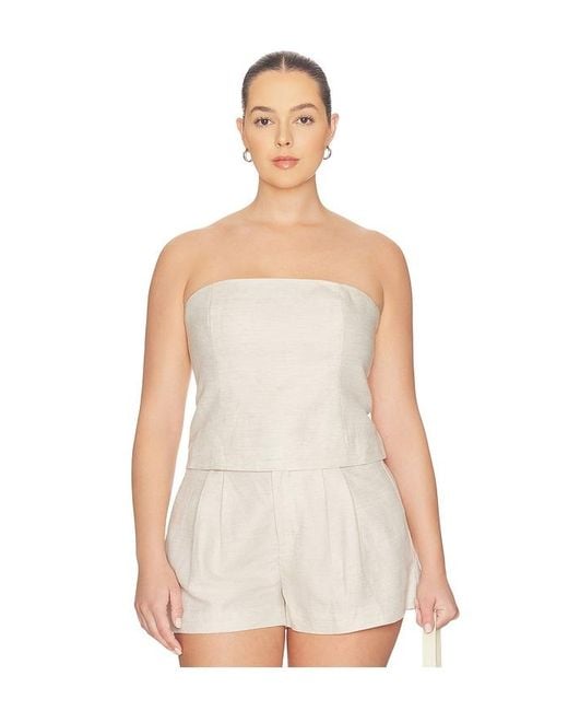 GOOD AMERICAN White Linen Strapless Top