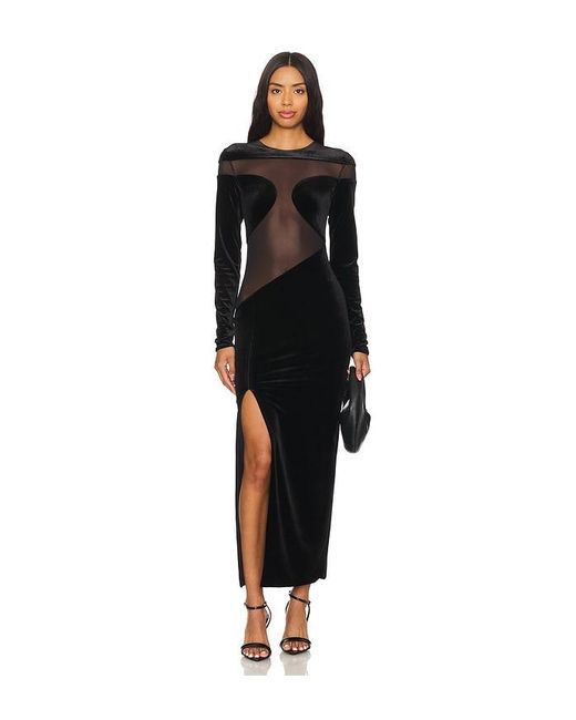 Black mesh panel midi dress online