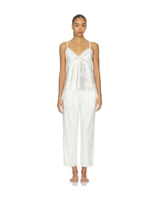 Flora Nikrooz White Florence Solid Jacquard Charmeuse Capri Set
