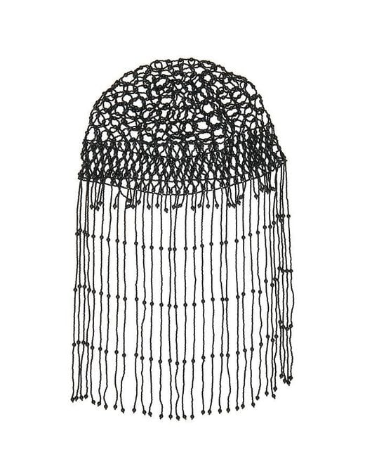 Lovers + Friends Black Liza Beaded Hat