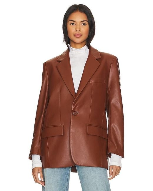 Steve Madden Brown Imaan Faux Leather Blazer
