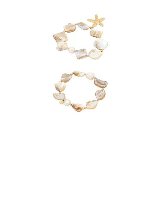 Ettika White True Shell Bracelet Set