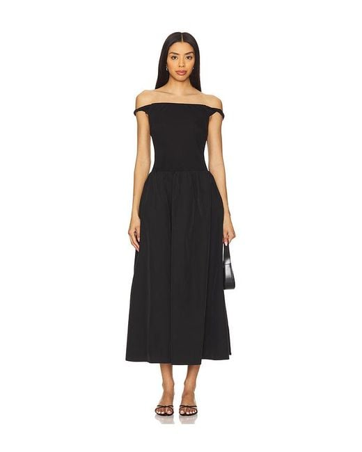 Astr Black Off Shoulder Poplin Dress
