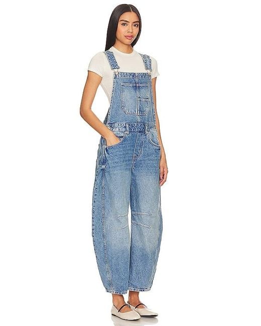 Free People Blue OVERALL LUCKY YOU