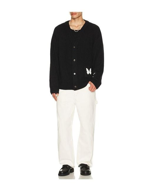 Ryoko Rain Black Butterfly Knitted Cardigan for men