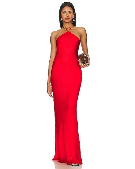 Line & Dot Red Kira Maxi Dress