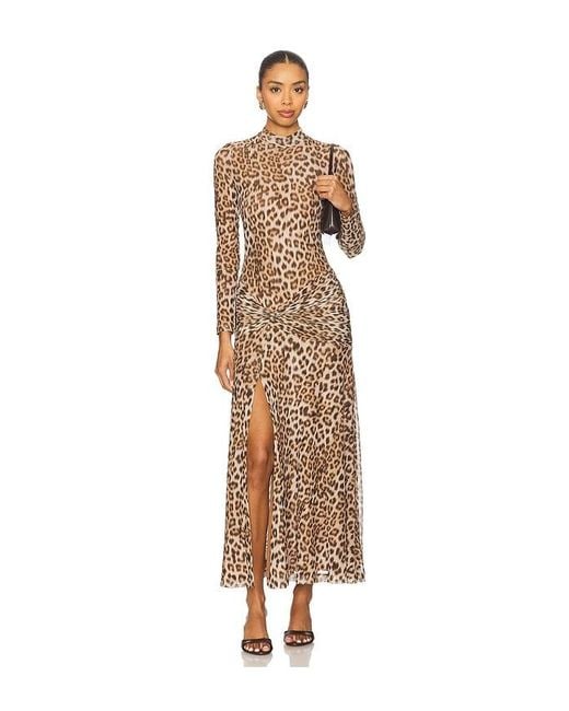 Bardot Natural Lea Printed Mesh Midi Dress