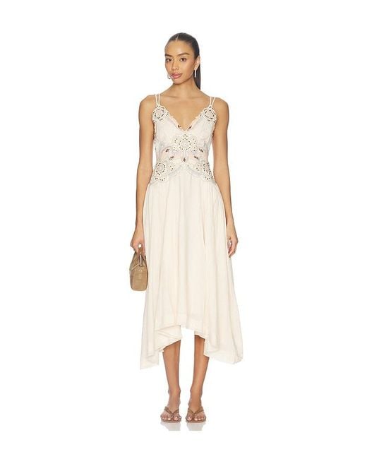 Free People White X Revolve Dusty Bloom Embroidered Maxi Dress