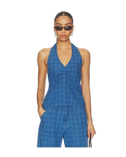 LNA Blue Cora Plaid Halter