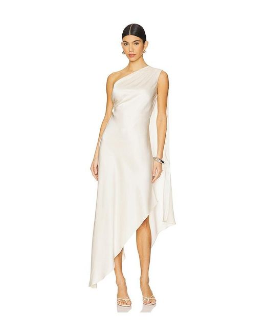 LAPOINTE Women's White Satin One Shoulder Dress