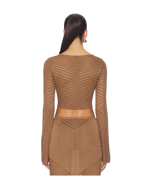 Devon Windsor Brown Raya Metallic Top