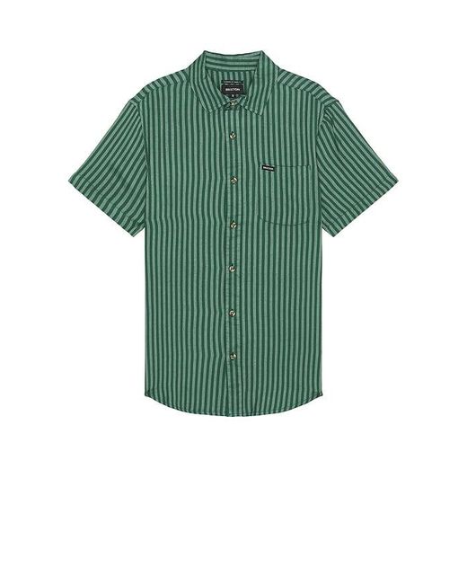 Brixton Green Charter Herringbone Stripe Short Sleeve Shirt for men