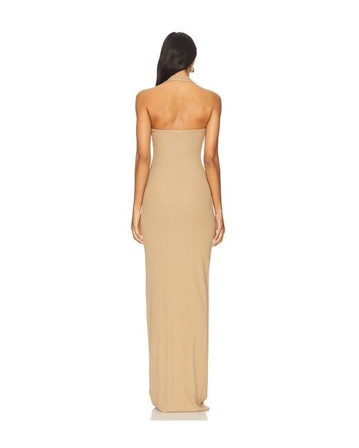 ÉTERNE Natural Halter Maxi Dress
