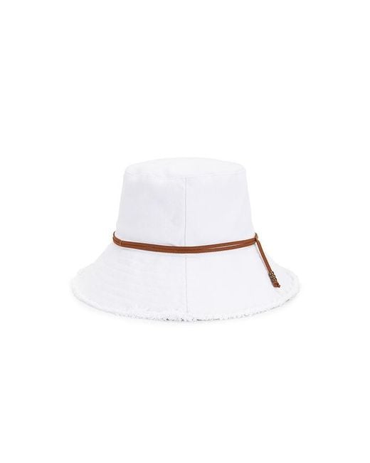 Hat Attack White Fringed Bucket Hat