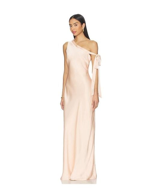 Runaway the Label Natural Viola One Shoulder Maxi Dress