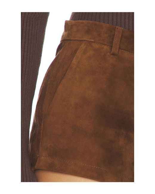 AEXAE Brown Leather Suede Mini Short