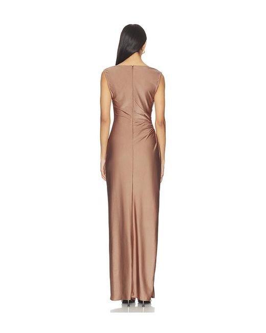 ROBE DE SOIRÉE RUCHED GOWN WITH SLIT en Brown LAPOINTE en coloris Natural