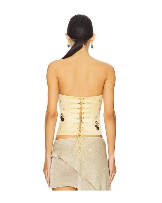 GUIZIO Yellow Embellished Satin Corset