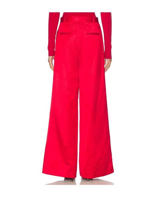 Polo Ralph Lauren Red Pleated Satin Wide Leg Pant