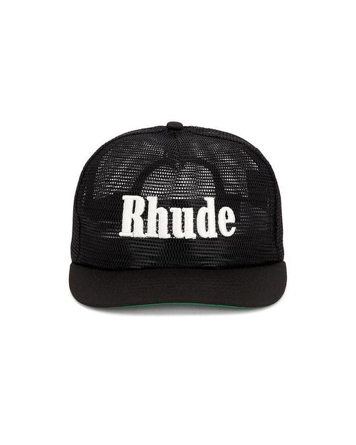 Rhude Black Logo Mesh Hat for men