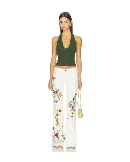 Alice + Olivia White Chic Embroided Jean