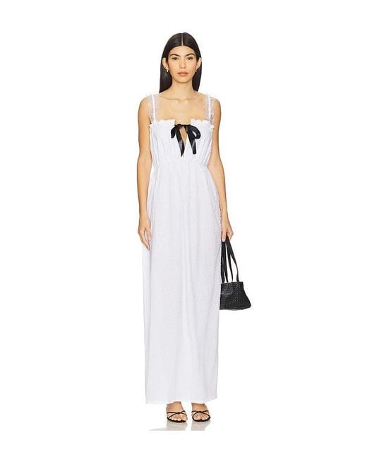 SWF White Classic Bow Maxi Dress