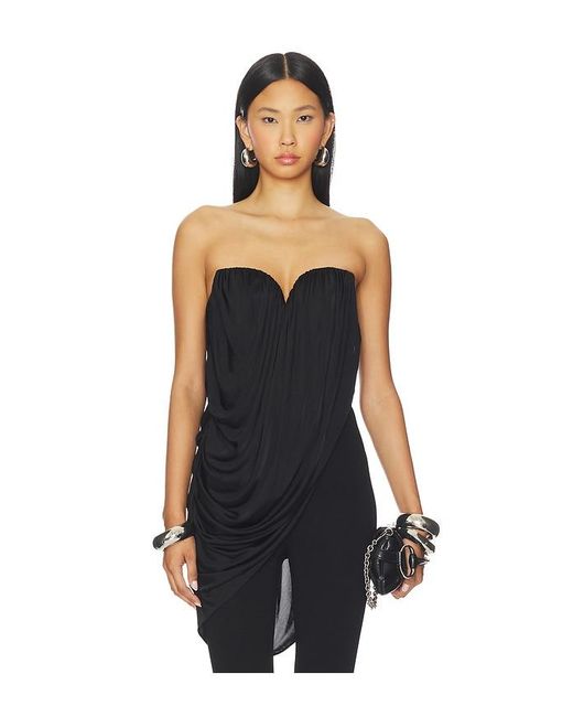 GIUSEPPE DI MORABITO Black Asymmetric Drape Top