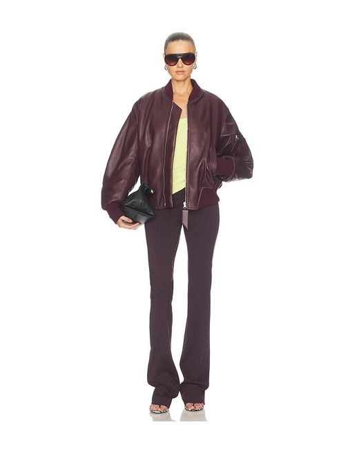 The Attico Purple Leather Bomber Jacket