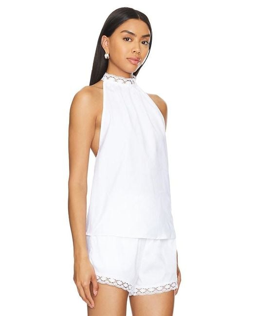Musier Paris White Pizzo Backless Top