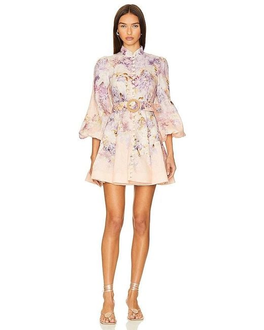 Zimmermann Lyrical Buttoned Mini Dress in Natural | Lyst Australia