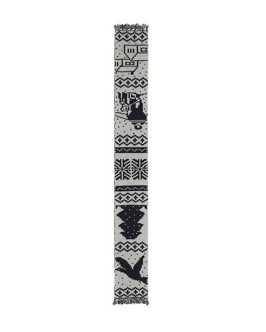 Beams Plus White Muffler Jacquard Nordic Pattern Scarf for men