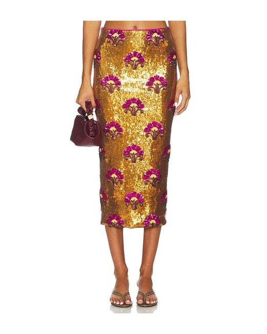 Le Superbe Orange Desert Flower Liza Skirt