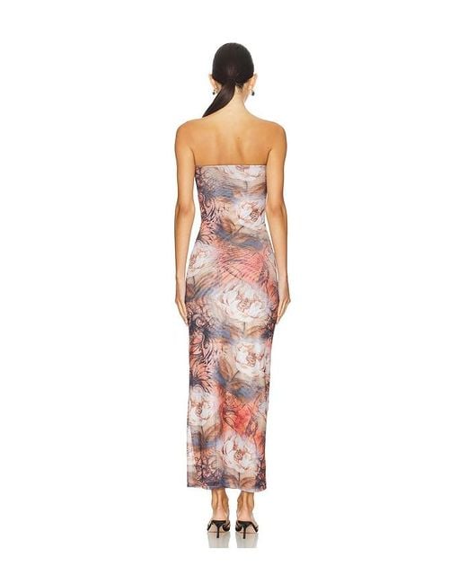 superdown Brown Gabi Semi-Sheer Mesh Maxi Dress